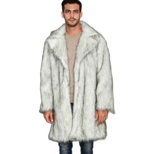 F0286 Europe and United States Autumn and Winter New Mens Suits Imitation Fur Long Coats Faux Fur Overcoat