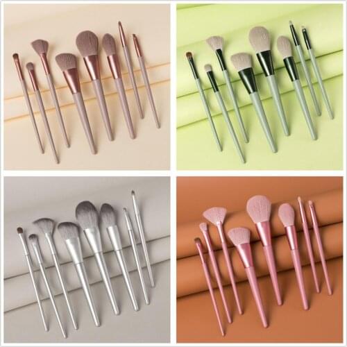 High Quality Makeup 8pcs Brush Set Soft Smooth Eyeshadow Contour Powder Blush Eyebrow Lip Brush Kit Custom Private label logo