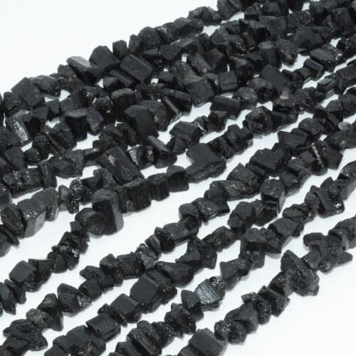 Natural Black Tourmaline Rough Material Nugget Beads , Estimate Size 6mm-9mm