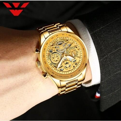 NIBOSI 2020 Steel Quartz Wristwatch Gold Sport Watches For Men Date Mens Watch Watersproof Clock Reloj Hombre Relogio Masculino