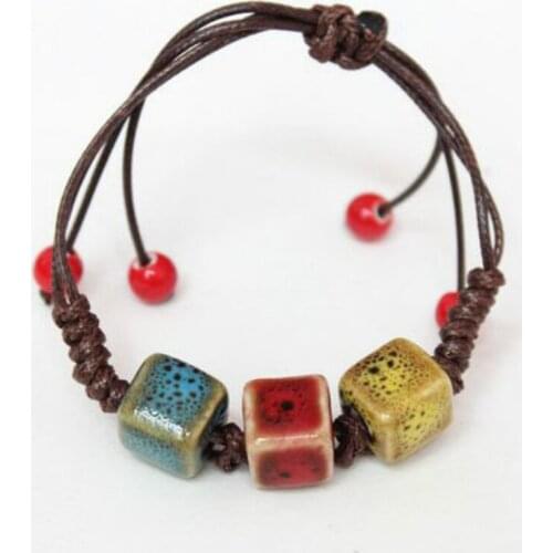 New Original vintage Ceramics Heart beads Girl Bracelet Good Lucky Bracelet cute Lover Bracelet Lovers Lucky Jewelry Women Gift