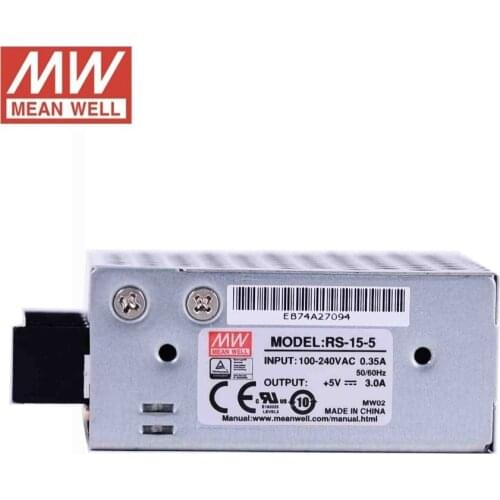 Original Mean Well RS-15-5 110V/220V AC TO DC 5V 3A 15W Single Output Switching Power Supply Meanwell Led Driver
