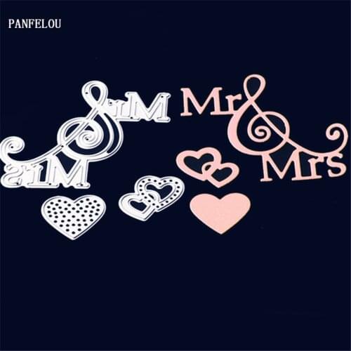 PANFELOU Metal craft Mr Mrs love paper die cutting dies for Scrapbooking/DIY Easter wedding cards Hand account