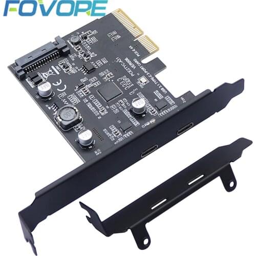 PCI-E PCI Express 4X To USB 3.1 Gen 2 (10 Gbps) 2-Port Type C Expansion Card ASM3142 Chip 15-Pin Connector For Windows/Linux