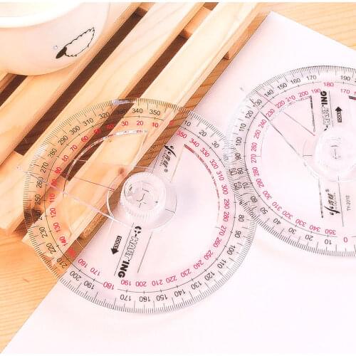 Plastic 360 Degree Protractor with Swing Arm Math Protractors for Angle Measurement Student School Office Supply, Clear
