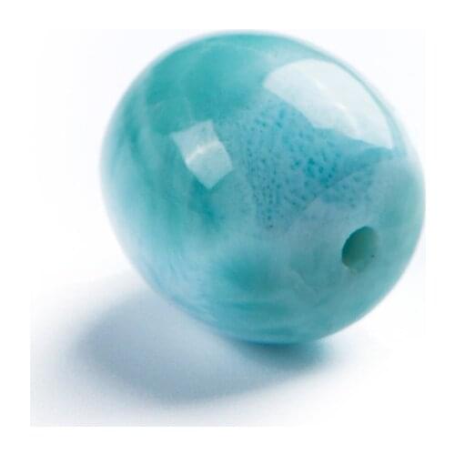 Genuine Blue Natural Larimar Gem Stone Crystal Round Bead Fashion Necklace Pendant