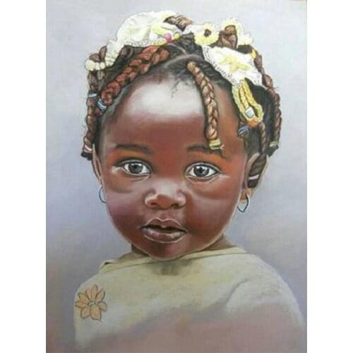 Full Square 5D Diy Diamond Painting African Little Girl Diamond Embroidery Cross Stitch Diamond Puzzle Picture AmazingZP-4861