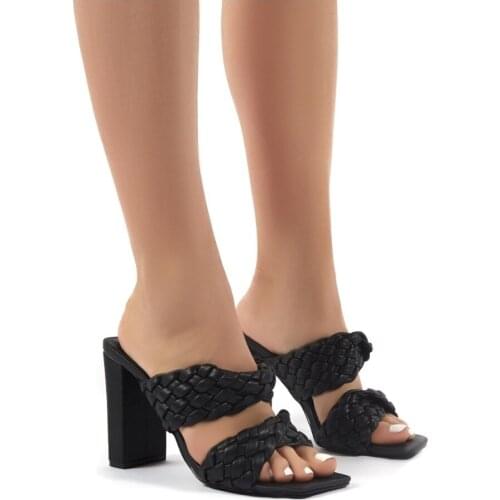 New Summer Fashion Design Weave Women Sandals High heels Ladies Sandals Open Toe Shoes Colorful Candy Colors Sweet Purple Nude