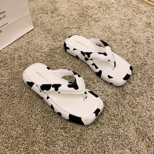 Apanzu Thick Bottom Flip Flops Women Leopard print Designer Clip Toe Slippers Female Mixed Color Platform Slides Beach Shoes