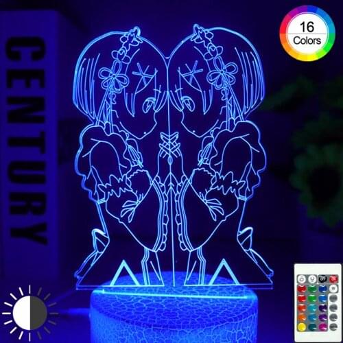 Anime Zero Two 3D LED Lamp Touch Remote Control 16-color Night Light Changeable Color Bedroom Decoration Holiday Gift