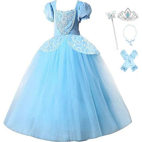 Cinderella Fancy Dress Up Girls Princess Party Halloween Costume Accessories Age 4-10 Years