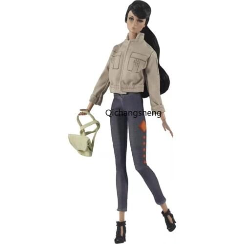1/6 Classic Khaki Coat Jacket Pants Dolls Clothes For Barbie Doll Trousers Top Casual Wears Princess Outfits Dollhouse Accessory