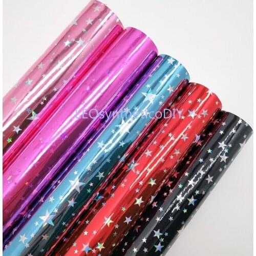 1PC 21X29CM Iridescent Stars Faux Leather Fabric, Synthetic Leather Fabric Sheets, Leather For Making Bows LEOsyntheticoDIY T325