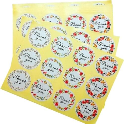 120pcs/lot 4 Color 'Thank You' Stickers Small Fresh Flower Sealing Sticker DIY Gift Product Sealing Label Sticker