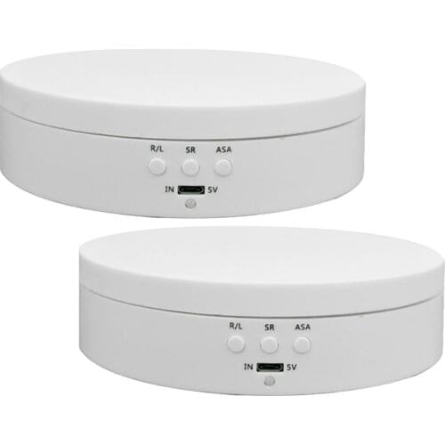 2pcs 3 Speeds Rotating Display Stand Base Turntable Mirror Top, Battery/USB Powered
