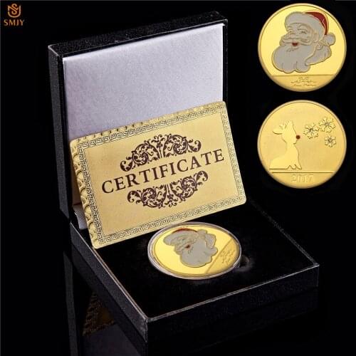 2021 Merry Christmas Holiday Crafts Badge Gift Santa Claus/Christmas Elk Deer Painted Collectible Token Snowman Coins Jewelry