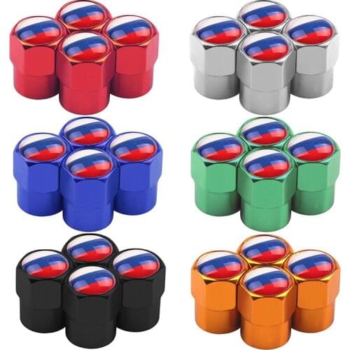 4x Russia flag Car Metal Wheel Tire Valve Caps case for lada Skoda Nissan Renault OPEL BMW AUDI HYUNDAI Toyota Honda accessories