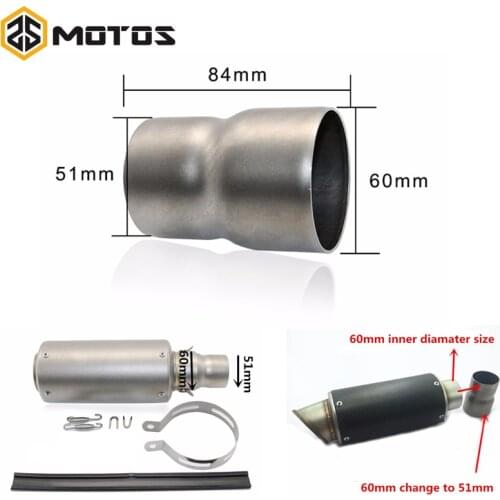 ZS MOTOS 60mm change to 51mm Motocross Motorcycle Exhaust Adapter Exhaust Pipe Yoshimura Muffler Adapter TMAX CB400 CB600 Z800