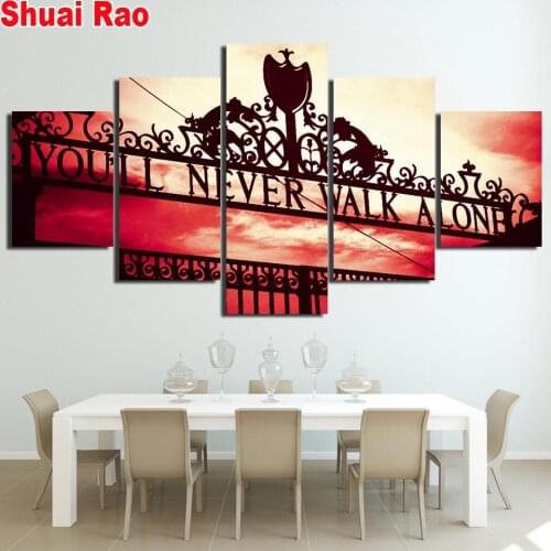 You will never walk alone Diamond Painting 5 piece Diamond mosaic full square round drills Embroidery wall art Multi-picture