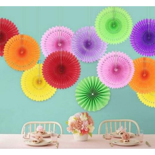 Babyshower Supplies 10cm Origami Paper Fan Tissue Paper honeycomb Fans Party Wedding Decoration Shop Window Decorations