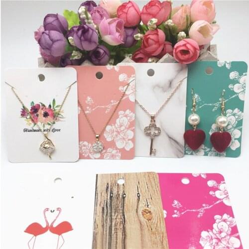 100Pcs 8x6cm Paper Pendant/Necklace Cards Jewelry Displays Card Earring And Necklace Set Packing Cards