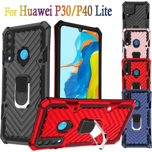 For Huawei P40 Lite Case P 30 Light Phone Cover Huawai P 40 P30lite Hauwei P30 Lit Metal Ring Stand Thin Men Women