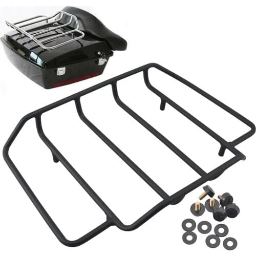 Black Luggage Rack Rail Top Case Lid Tour Pak Carrier For 1984-2019 Harley Touring Road King Glide Motorcycle Accessories