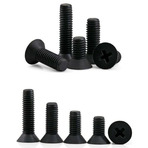 40pcs M2.5M3M4 black nylon countersunk head screws cross flat head nylon screws