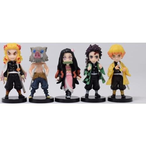 Japanese Anime Demon Slayer Kimetsu no Yaiba 6 pieces Q Version Blade of Demon Destruction PVC Action Figure Model Colletible