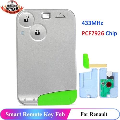 KEYECU 2 Button Remote Key PCF7947 Chip 433MHz for Renault Laguna Espace 2001 2002 2003-2006 Smart Card Fob Styling with Logo