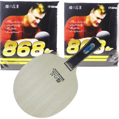 Kokutaku Wood Table Tennis Blade Lightweight Blade for Table Tennis Learners Kids Entry Level Racket with 2 rubbers