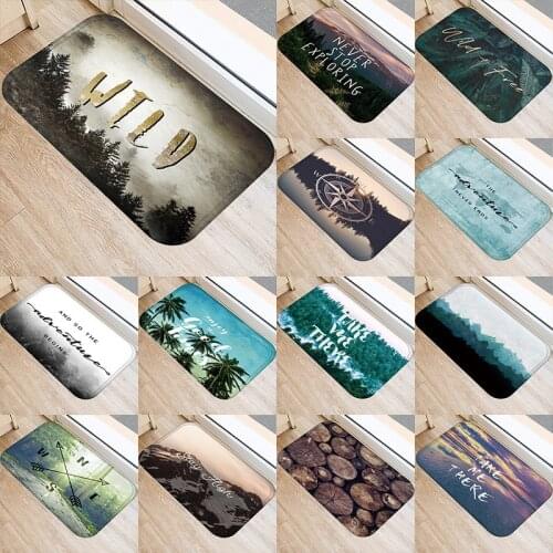 Forest Coconut Tree Anti-Slip Doormat Kitchen Entrance Door Mat Suede Velvet Carpet Doormat Colorful Indoor Floor Mats Rug 48245
