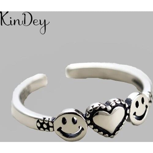 Summer Beach Vacation Knuckle Open Love Heart Rings for Women Girls Adjustable Finger Ring Charm Jewellery Wholesale Gifts