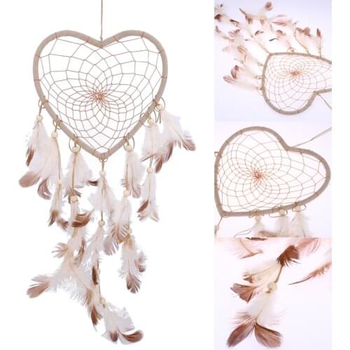 Dream Catcher Feathers Beads Wind Chimes Handmade Feather Dream Catcher Wall Hanging Feather Ornament Car Hanging Decor