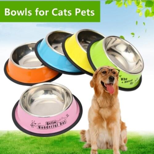 Stainless Steel Bowls For Cats Pets Dog Food Water Feeder Dishes Pet Drinking Dish Feeder Cat Puppy Feeding Supplies