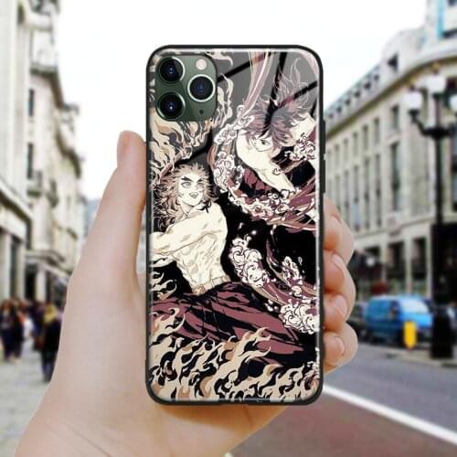 Rengoku Demon Slayer anime Soft Silicone Glass Phone Case Cover Shell For iPhone SE 6 6s 7 8 Plus X XR XS 11 12 Mini Pro Max