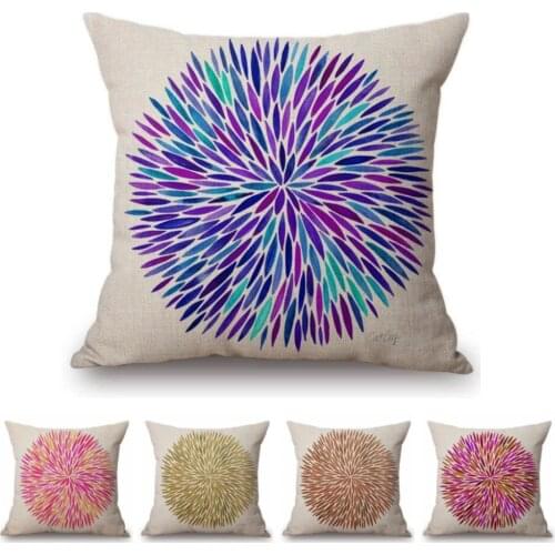 Nordic Colorful Hand Drawing Small Leaf Geometry Sofa Throw Pillow Cover Home Decor Pillow Cases Cotton Linen Pink Cushion Cover
