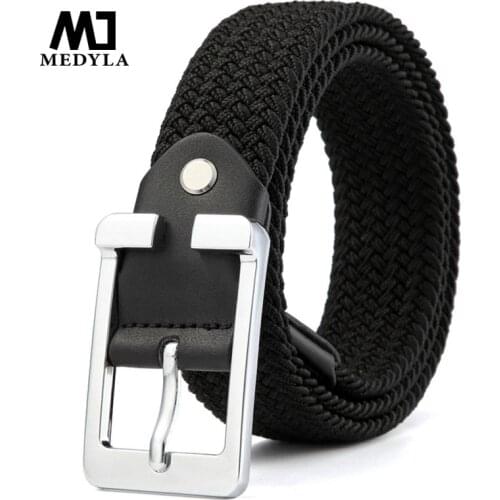 MEDYLA Nonporous Elastic Mens Belt High Quality Metal Button Outdoor Sports Military Training Belt Jeans Universal Belt SDL806
