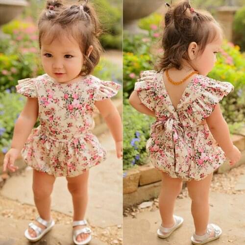 Short Sleeve Baby Girl Clothes Kids' Things Newborn Infant Kids Baby Girls Floral Romper Jumpsuit Outfit Playsuit Clothes
