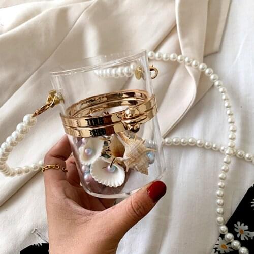 Luxury Transparent Shoulder Bag 2021 New Spring Summer Fashion Pearl Chain Bag Mini Messenger Bag