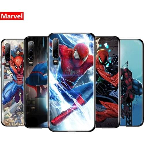 Marvel Avengers Spider-Man Super Hero For Huawei P50 P40 P30 P20 P10 P9 P8 Lite Mini E 5G Pro Plus TPU Silicone Black Phone Case