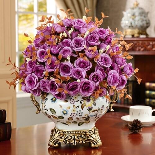 Wedding decoration European Ceramic Vase Living Room Flower Arrangement TV Cabinet Retro Decoration Set Flower Art Rose