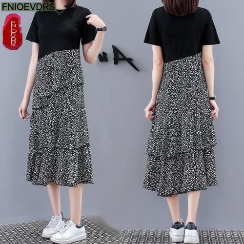 Loose Clothes 2021 Summer Women Solid Color Casual Black Plus Size Dress Fake Faux Two Piece Design