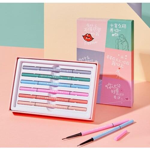 6PCS Ultra-fine Eyebrow Pencil Waterproof And Sweat-proof Natural Non-marking Eyebrow Powder Double-headed Eyebrow Pencil TSLM1