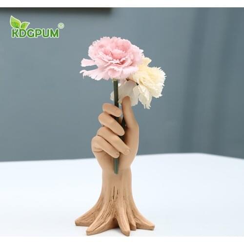 Modern Handmade Resin Vase Creative Personality Slender Hand-shaped Dried Flower Arrangement Nordic Home Decoration Ornaments