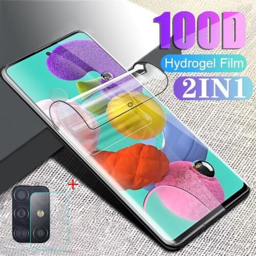 2 in 1 for samsung a51 camera screen protector lens film for samsung a71 a31 full coverage hydrogel protctived film Not Glas