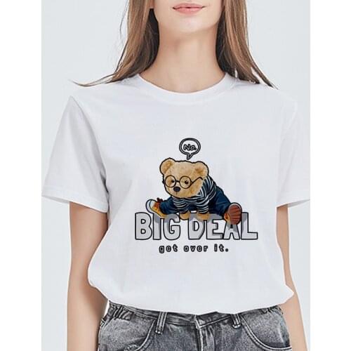 T shirt Women Cartoon Cute Bear Print Fashion Ladies Summer Short sleeve T-Shirt Harajuku Graphics Lady Tee Tops Tshirts Clothes