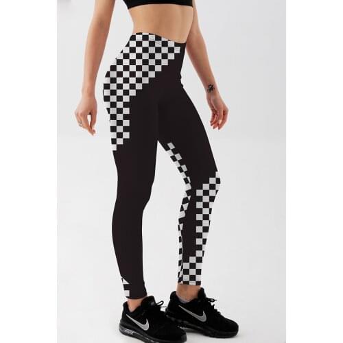 Qickitout Summer Style in Women Leggings Black&White Contrast Color Design Leggings Mid Waist Pants Slim Trousers Drop Shipping
