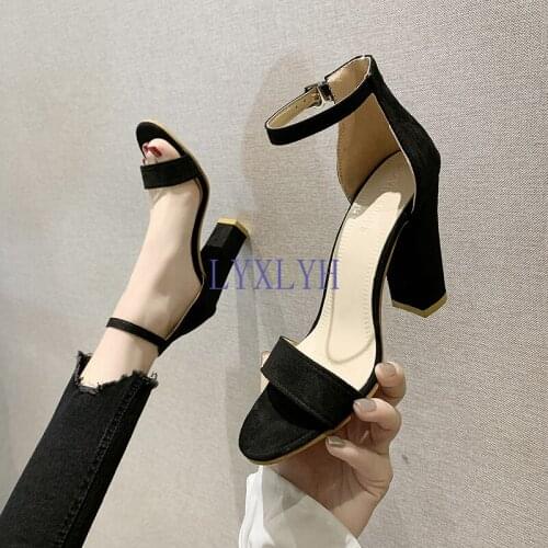 Big Size 2020 Summer Women Sandals Open Toe Womens Sandles Thick Heel Women Pumps Shoes Korean Style Gladiator Shoes High Heel
