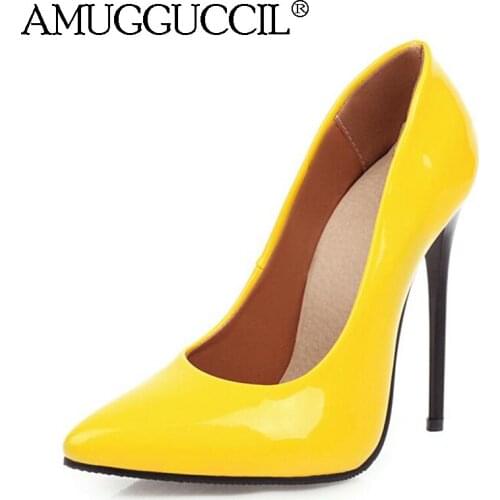 2021 Plus Big Size 34-48 Black Red White Green Yellow Orange Fashion Sexy High Heel Spring Summer Ladies Shoes Women Pumps D1336